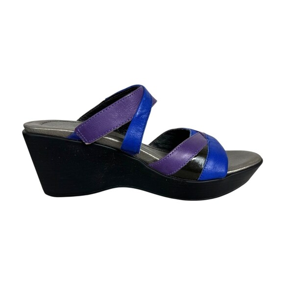 Naot Siren Comfort Wedge Sandals  EU 37 / US 6  Purple Blue & Black Leather - Picture 7 of 13